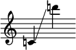 
     {
       \override SpacingSpanner.strict-note-spacing = ##t
       \set Score.proportionalNotationDuration = #(ly:make-moment 1/8)
       \clef treble \omit Score.TimeSignature
       \relative c'{c!4 \glissando d''!} 
     }
   