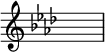 {\key aes\major\override Staff.TimeSignature.stencil=##f \skip 1}\layout {indent = #0 line-width = #26 ragged-last = ##f}