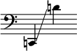 
     {
       \override SpacingSpanner.strict-note-spacing = ##t
       \set Score.proportionalNotationDuration = #(ly:make-moment 1/8)
       \clef bass \omit Score.TimeSignature
       \relative c,{c!4 \glissando d''!} 
     }
   