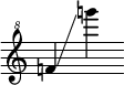 
     {
       \override SpacingSpanner.strict-note-spacing = ##t
       \set Score.proportionalNotationDuration = #(ly:make-moment 1/8)
       \clef "treble^8" \omit Score.TimeSignature
       \relative f'' {f!4 \glissando g''!}
     }
   