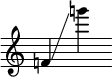 
     {
       \override SpacingSpanner.strict-note-spacing = ##t
       \set Score.proportionalNotationDuration = #(ly:make-moment 1/8)
       \clef treble \omit Score.TimeSignature
       \relative f' {f!4 \glissando g''!} 
     }
   