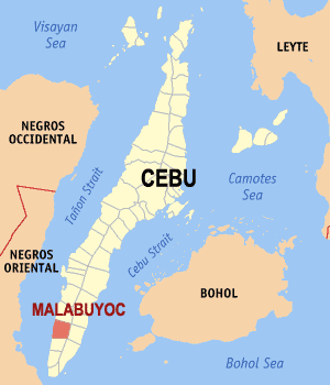 Mapa han Cebu nga nagpapakita kon hain an Malabuyoc