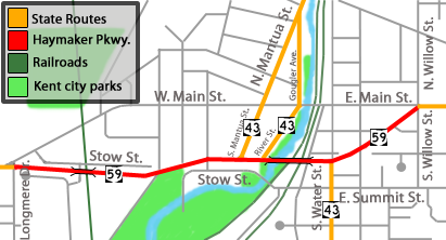 Map of Haymaker Parkway in Kent.