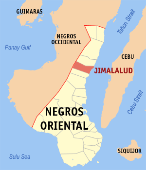 Mapa han Negros Oriental nga nagpapakita kon hain nahamumutangan an Jimalalud