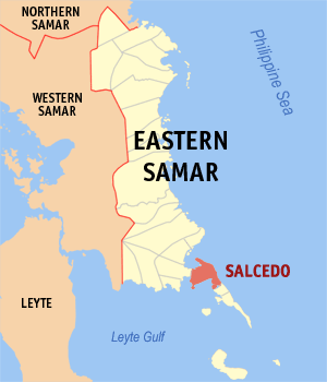 Mapa han Sinirangan nga Samar nga nagpapakita kon hain an Salcedo