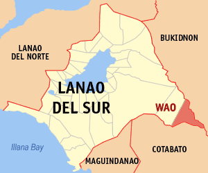 Mapa han Lanao del Sur nga nagpapakita kon hain nahamutang an Wao