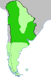 Carte de la Vice-royauté du Río de la Plata (fin du XVIIIe siècle). En vert clair : les régions non soumises par les Espagnols. Buenos Aires est en fait une ville toute proche des territoires indigènes.