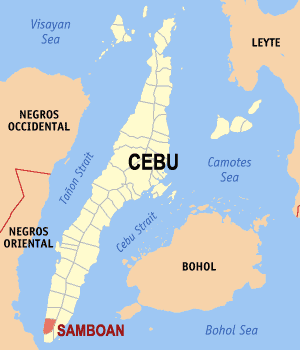 Map of Cebu showing the location of Samboan