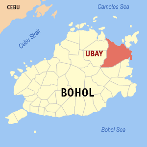 Mapa han Bohol nga nagpapakita kon hain nahamutangan an Ubay