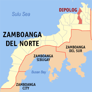 Mapa han Zamboanga del Norte nga nagpapakita kon hain nahamutangan an Syudad han Dipolog