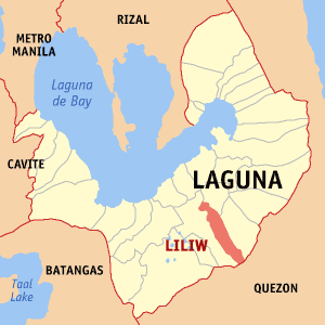 Mapa han Laguna nga nagpapakita kon hain nahimutang an Liliw