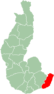 Map of Toliara Province showing the location of Tôlanaro (red).