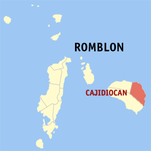 Mapa han Romblon nga nagpapakita kon hain nahamutangan an Cajidiocan