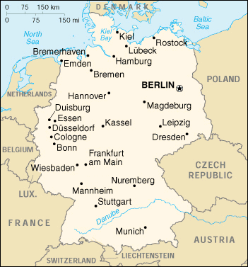 Map of Germany with cities