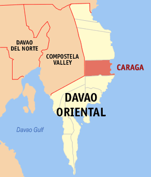 Mapa han Davao Oriental nga nagpapakita kon hain nahamutangan an Caraga