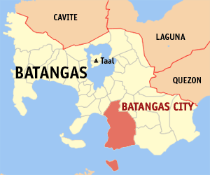 Map of Batangas showing the location of Batangas City