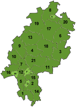 mappa dei circondari dell'Assia