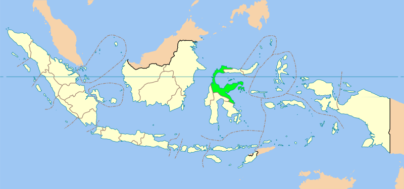 Map of Central Sulawesi province within Indonesia