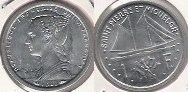 A 1948 Aluminum Franc coin