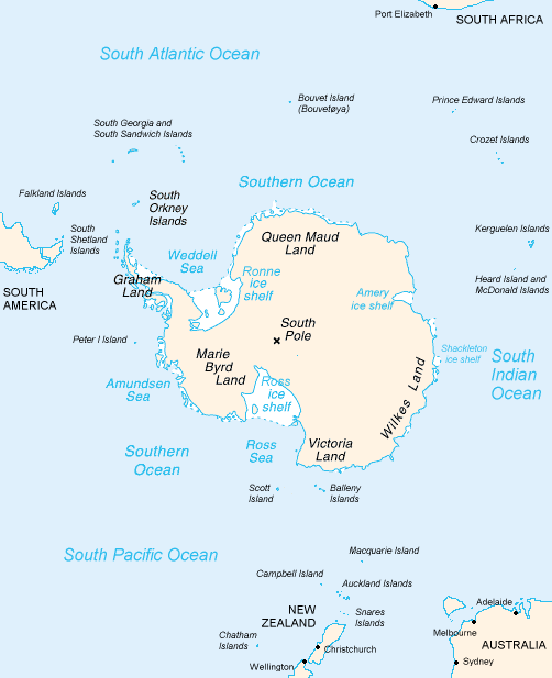 Antarctica and surrounding islands