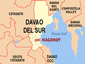 Mapa han Davao del Sur nga nagpapakita kon hain nahamutangan an Hagonoy