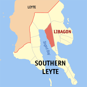 Map of Southern Leyte showing the location of Libagon