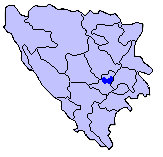 Map showing city within Bosnia and Herzegovina