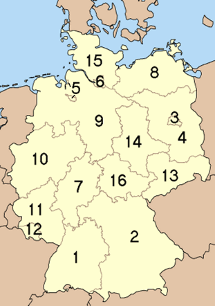 The 16 Bundesländer (States) of Germany