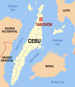 Mapa sa Sugbo nga nagpakita sa nahimutangan sa Tabogon