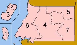 Klikabilna mapa Ekvatorske Gvineje koja prikazuje 2 regije i 7 pokrajina.