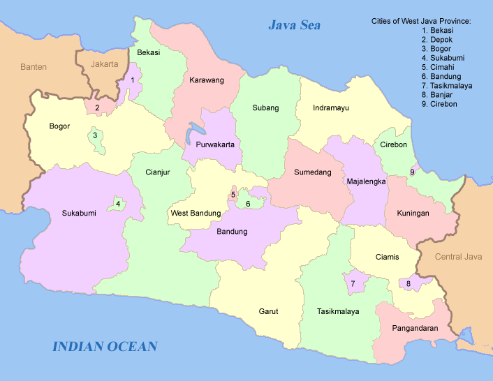 Steden en regentschappen van West-Java