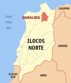 Mapa han Ilocos Norte nga nagpapakita kon hain nahamutang an Dumalneg