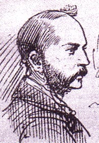 Head of a whiskered man in profile