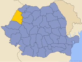 Administrative map of Romania with Bihor county highlighted