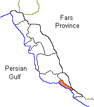 Kangan County in Map of Bushehr Province.