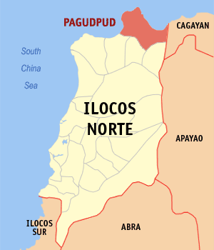 Mapa han Ilocos Norte nga nagpapakita kon hain nahamutang an Pagudpud