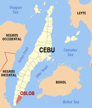 Mapa han Sugbo nga nagpapakita kon hain nahamutangan an Oslob