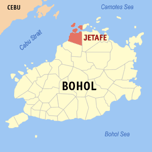 Mapa han Bohol nga nagpapakita kon hain nahamutangan an Getafe