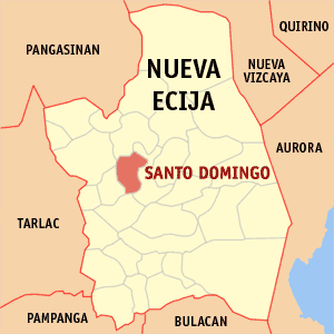 Mapa han Nueva Ecija nga nagpapakita kon hain an Santo Domingo