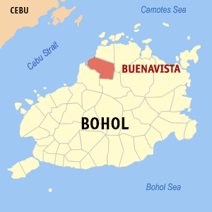 Mapa han Bohol nga nagpapakita kon hain nahamumutangan an Buenavista