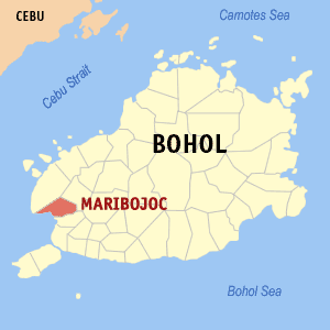 Mapa han Bohol nga nagpapakita kon hain nahamumutangan an Maribojoc