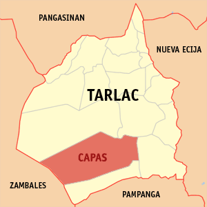 Mapa han Tarlac nga nagpapakita han kahamutang han Capas