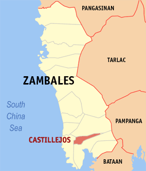 Mapa han Zambales nga nagpapakita han kahamutang han Castillejos