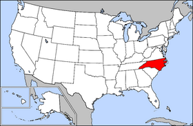 Map of the United States with North Carolina highlighted