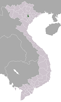 Carte du Viet Nam actuel, avec ses divisions administratives, sur laquelle l'eplacement de la ville d'Hanoï est marqué.