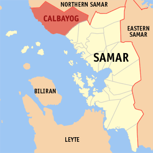 Map of Samar showing the location of Calbayog City