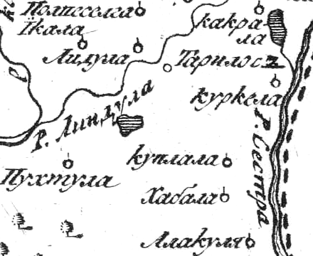 Деревня Хаапала (Хабала) на русской карте 1745 года