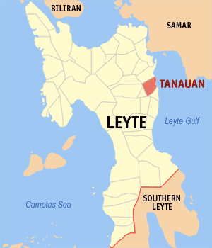 Mapa han Leyte nga nagpapakita kon hain an Tanauan