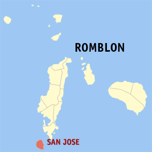 Mapa han Romblon nga nagpapakita kon hain nahamutangan an San Jose