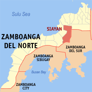 Mapa han Zamboanga del Norte nga nagpapakita kon hain nahamutangan an Siayan